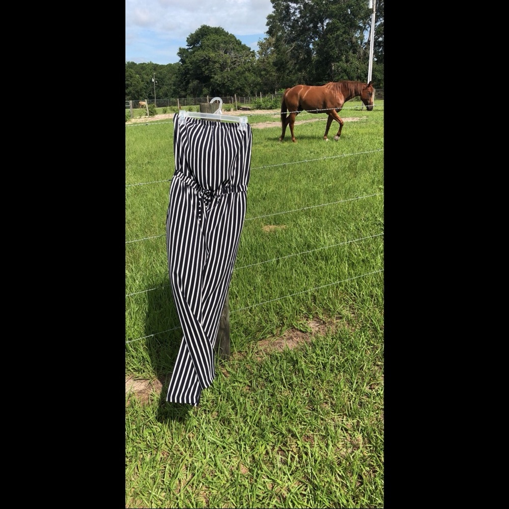 Striped Strapless Romper